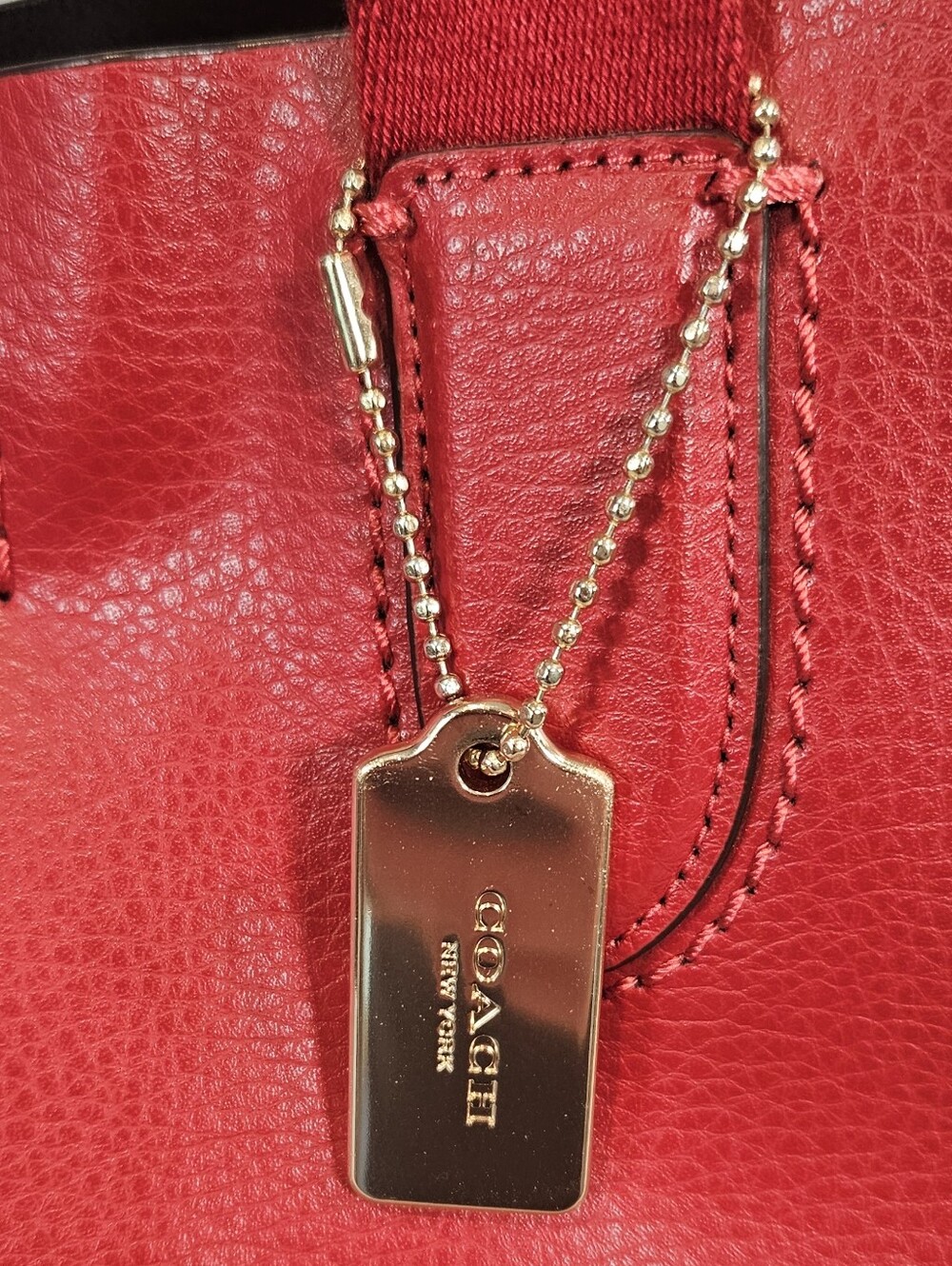 Coach Derby Cherry Red Leather Tote - Picture 3 of 16